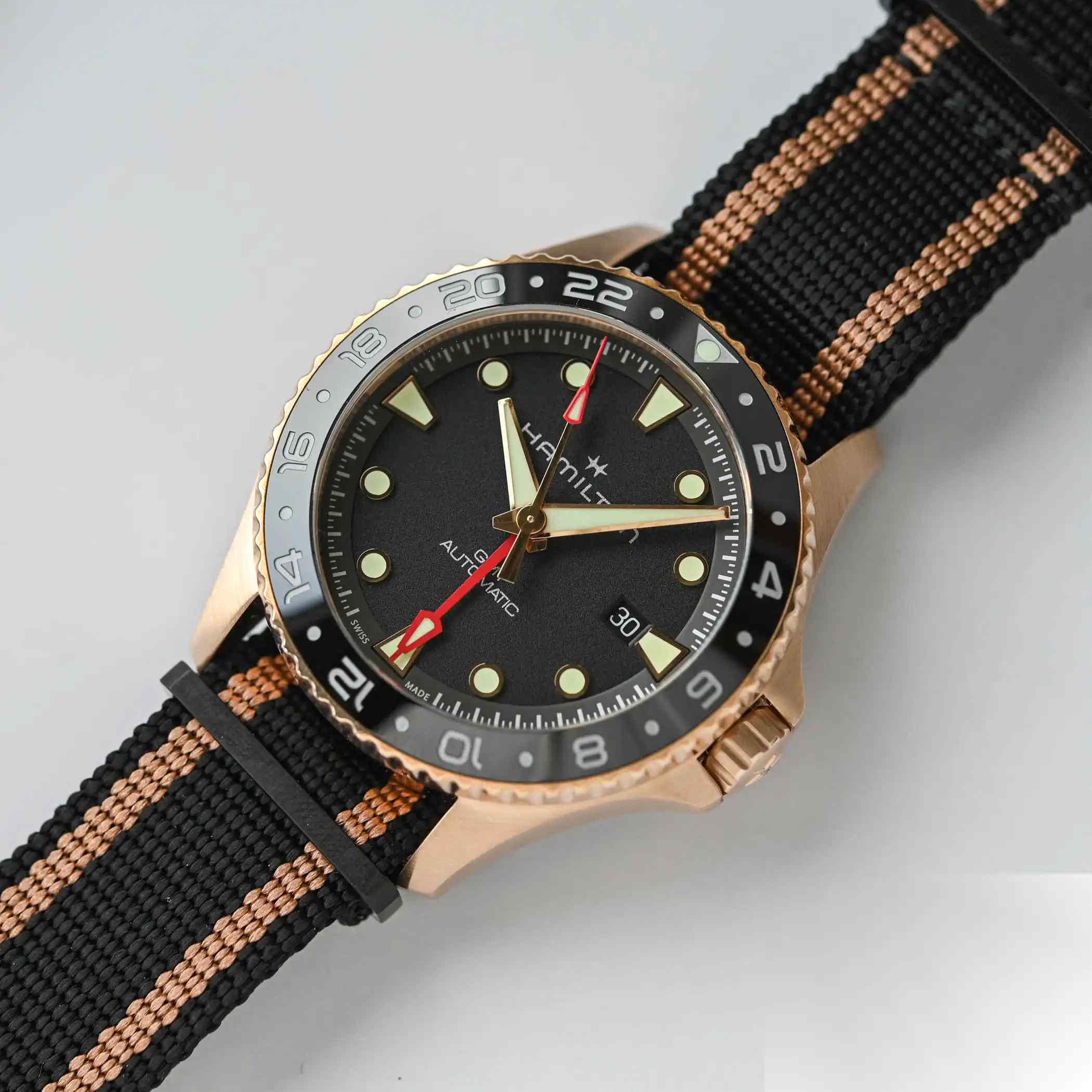 300米防水+True GMT！汉米尔顿2025卡其海军潜水腕表新作，80小时长动力！ | 奈斯探表