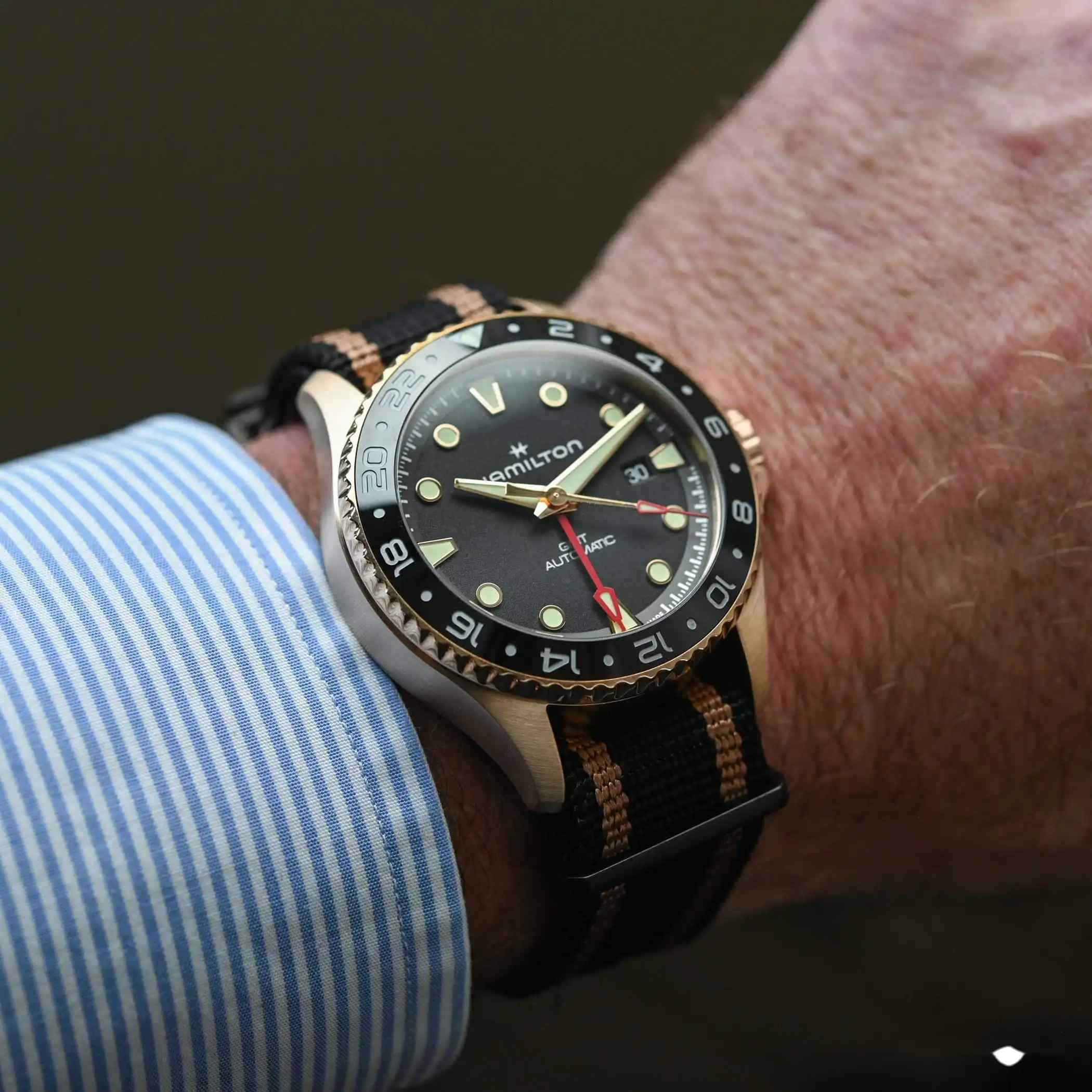 300米防水+True GMT！汉米尔顿2025卡其海军潜水腕表新作，80小时长动力！ | 奈斯探表