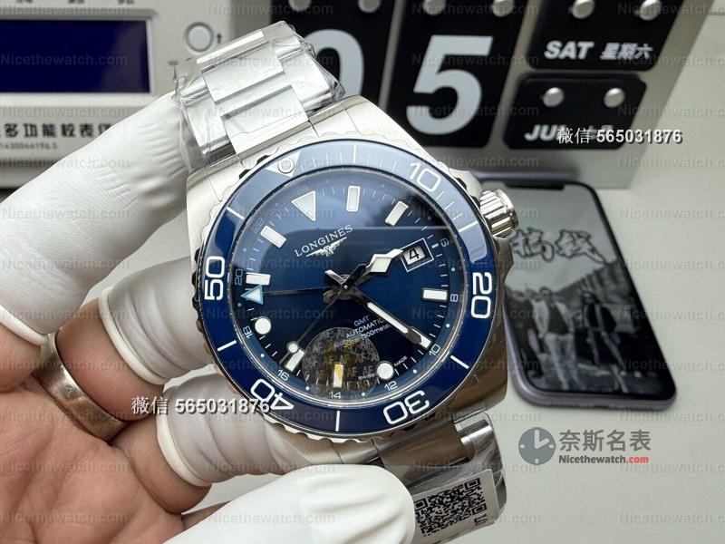 AF厂浪琴康卡斯GMT蓝陶腕表深度测评：细节拉满，复刻界的“六边形战士”？ | 奈斯探表