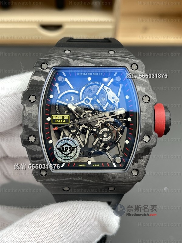 别再买改装机芯了！APS厂RM35-02独家开模，齿轮全联动，夜光对版，细节拉满！ | 奈斯探表