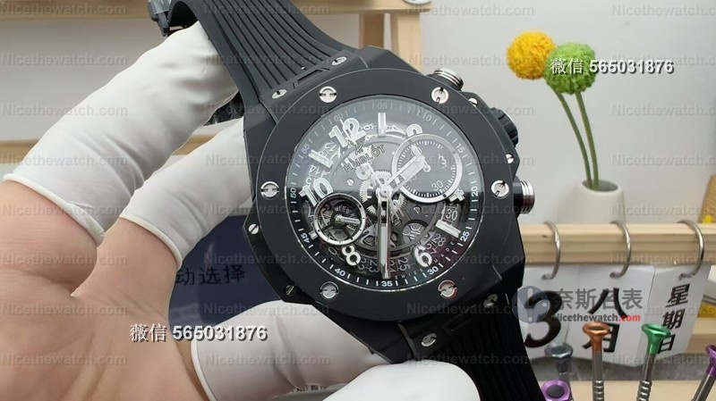 全黑化+磨砂颗粒感！BBF宇舶大爆炸黑陶瓷细节拉满，夜光计时全到位！ | 奈斯探表